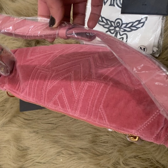 Authentic MCM Velvet/leather jeweled zip top Beltbag. - Picture 13 of 15